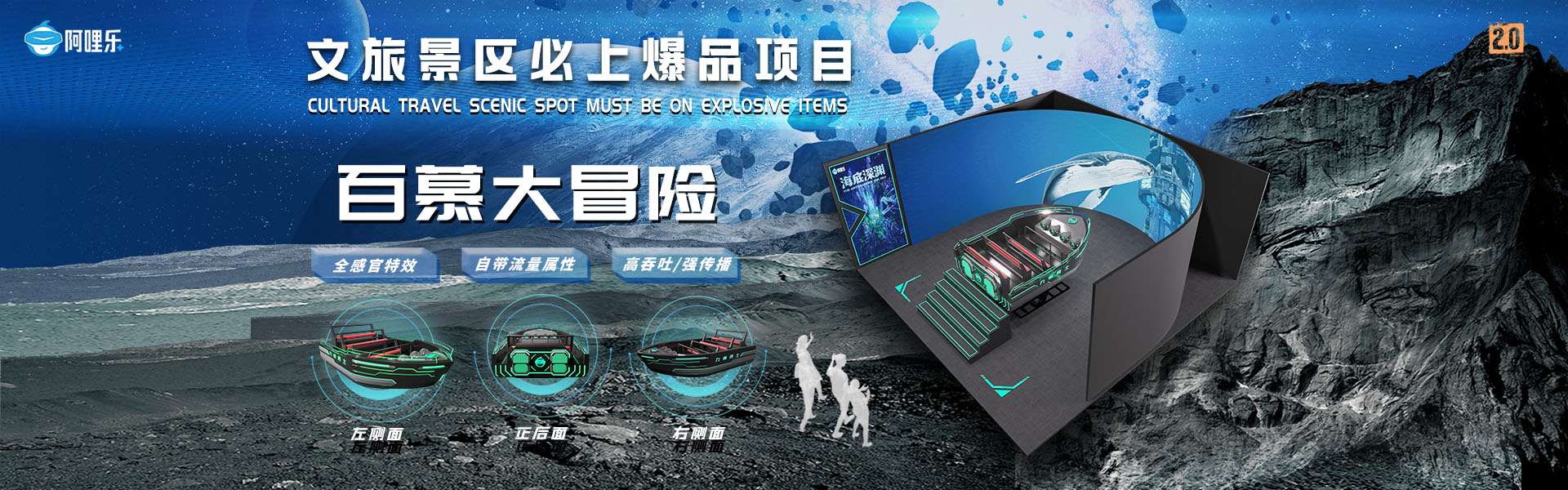 百慕大冒險、球幕飛行影院、裸眼3D軌道影院、臺風地震體驗館、VR主題樂園、VR科普文旅